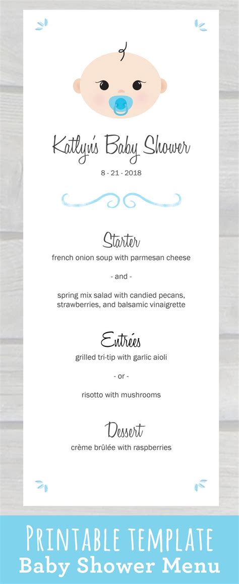 Canceling your baby shower due to the coronavirus pandemic? Use this cute Baby Shower Menu Template PDF to edit & print your own menu! Printable + Editable ...