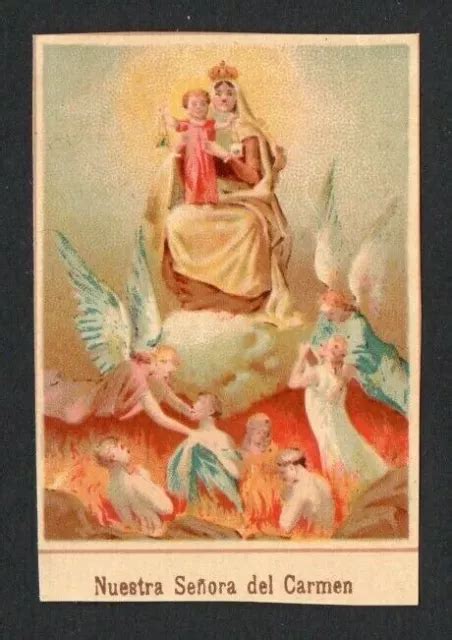 Antico Santino De La Madonna Del Carmine Estampa Image Pieuse Holy Card