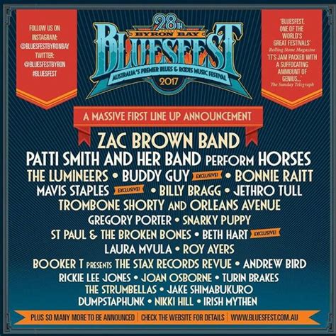 The First Acts Announced For Bluesfest Byron Bay Zac Brown Band