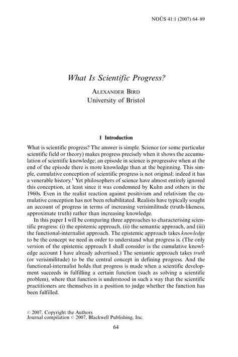 Pdf What Is Scientific Progress