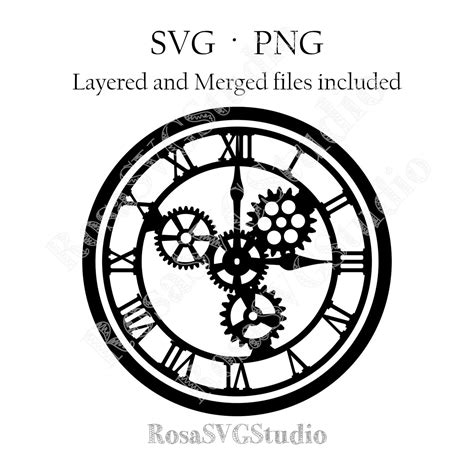 Steampunk Wall Clock Svg Industrial Clock With Gears Layered Etsy