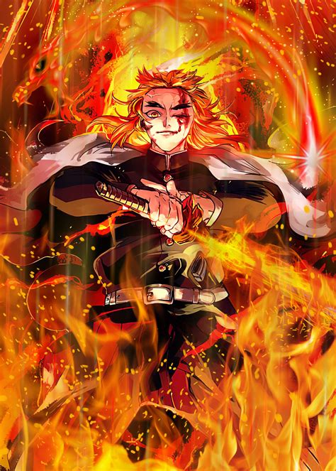 39 Demon Slayer Rengoku Metal Poster Slayer Anime Demon Slayer Anime