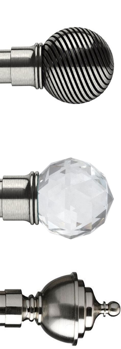Speedy eton 28mm metal curtain poles. Pair of Brushed Satin Silver Finials Pole Ends for 35mm ...