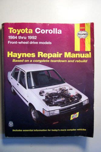 Find Haynes 1984 1992 Toyota Corolla Front Wheel Drive Repair Manual In