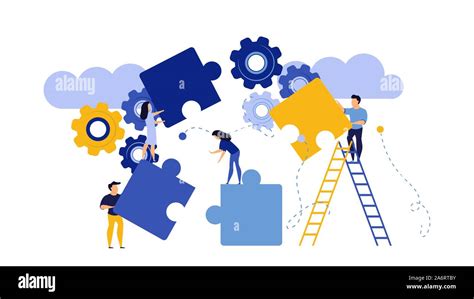 Puzzle Together Vector Concept Business Jigsaw Piece Illustration