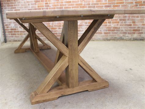Reclaimed Wood Trestle Table In Natural Finish Ecustomfinishes