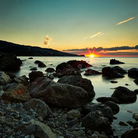 Mountains And Sea At Sunset Crimea Landscape Stock Photo Image Of