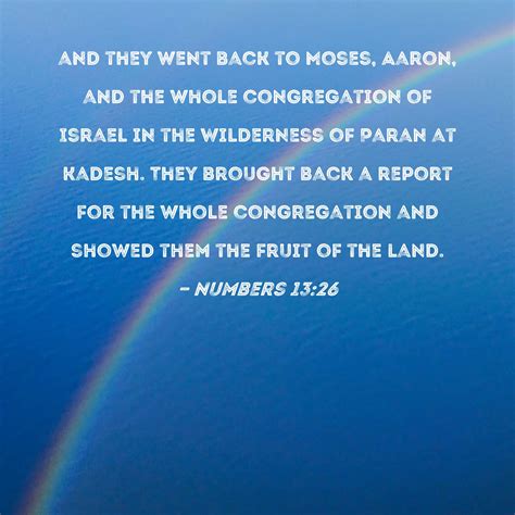 Numbers 1326 And They Went Back To Moses Aaron And The Whole