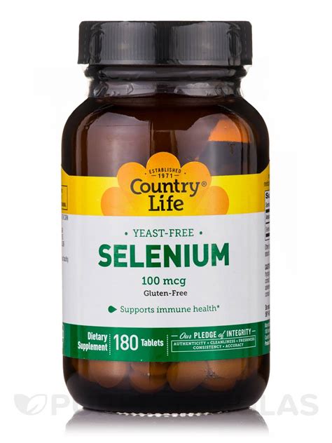 Selenium 100 Mcg 180 Tablets Country Life Pureformulas
