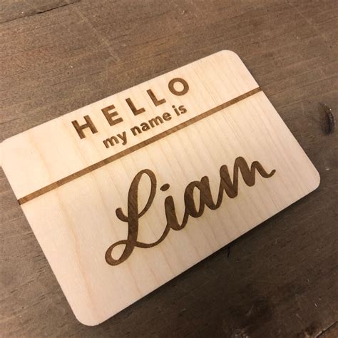Birth announcement sign - hello my name is wooden cutout - newborn name ...