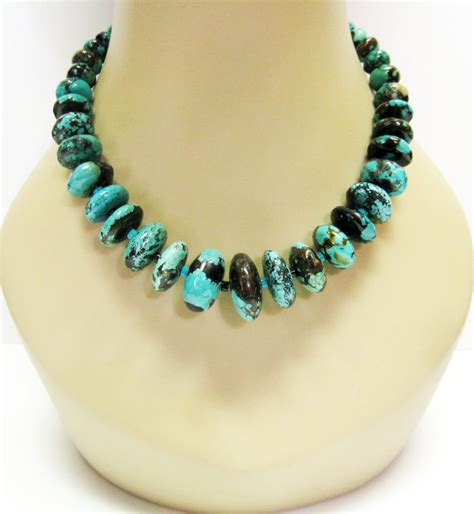 Chunky Turquoise Necklace Genuine Turquoise By Mygemstonedesigns