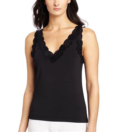 Womens Lace Trim V Neck Camisole Black Cb114eyrwct