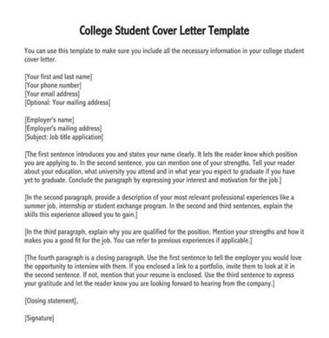 Cover Letter Working Student