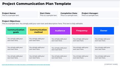 Project Communications Plan Template