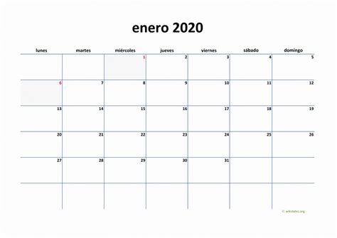 Calendario Enero 2020