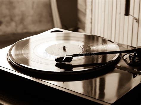Vintage Record Player With Vinyl Disc Close Up Stock Photo Image Of