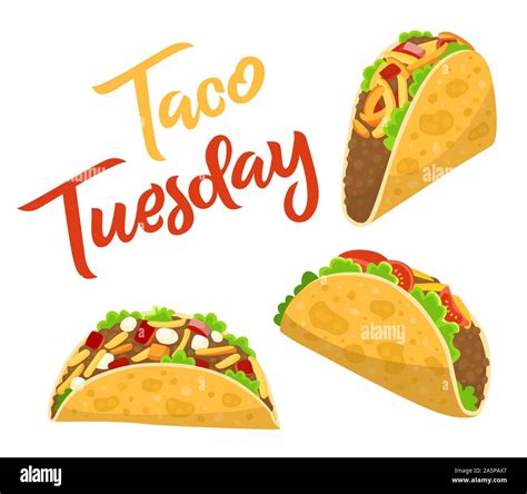Traditional Taco Tuesday Poster With Delicious Tacos Mexican Food