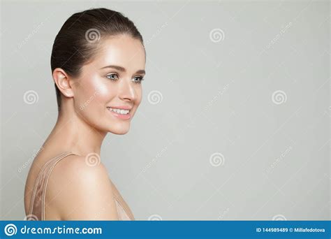 Young Smiling Woman With Healthy Clear Skin Portrait Natural Beauty