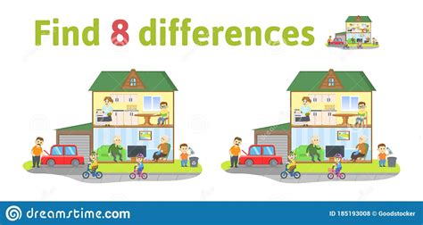 Find The Differences In Two Colored House Children Funny Riddle Game