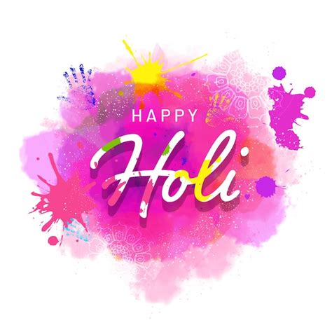 Premium Vector Happy Holi Font With Hand Prints On Splash Watercolor