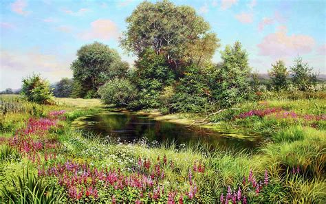 Blooming Meadow Painting By Serhiy Kapran Pixels