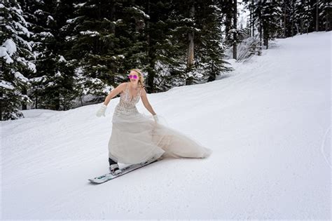 In Photos Bride And Groom Hit The Slopes At Sun Peaks In Full Wedding