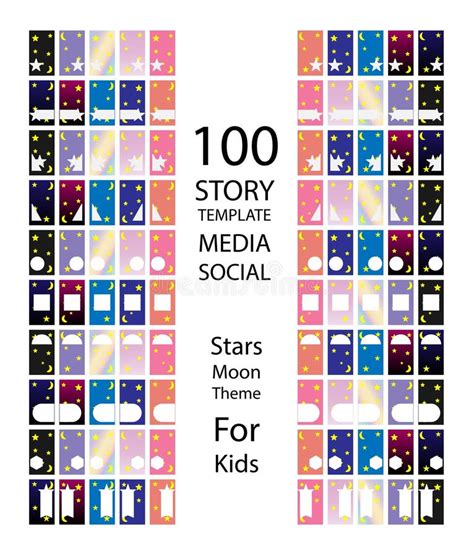 100 Bundles Of Social Media Story Templates With Moon And Stars Colors