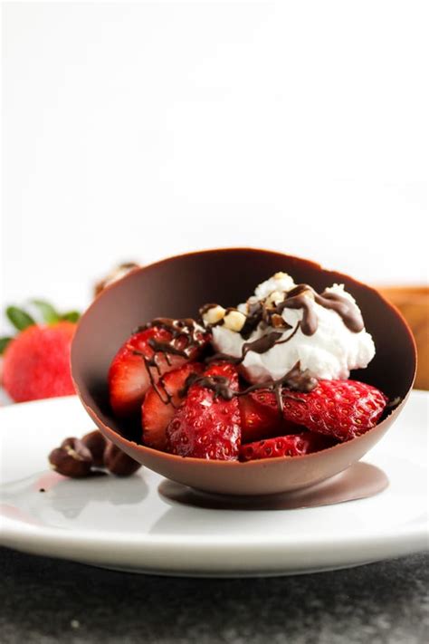 Chocolate Bowls With Strawberries Coconut Whipped Cream Video A Saucy Kitchen