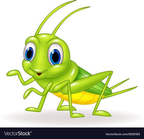 Cartoon Cute Green Cricket Isolated Royalty Free Vector