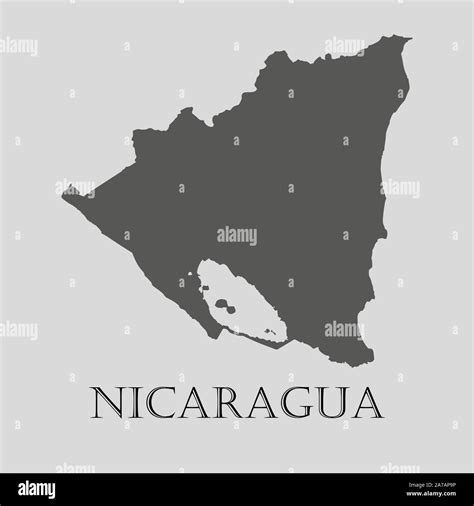 Gray Nicaragua Map On Light Grey Background Gray Nicaragua Map
