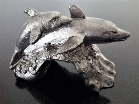 Rb Ricker Pewter Dolphin And Pup Figurine 1569 Pewter Decor Etsy