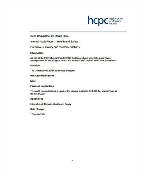 12 Safety Audit Report Templates Pdf
