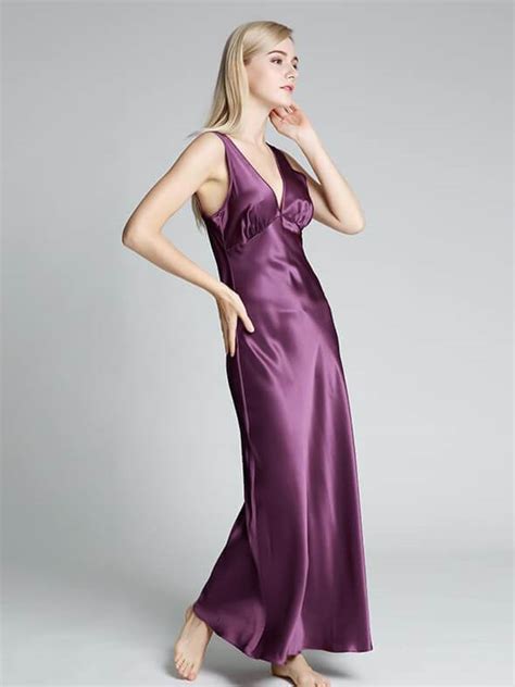 19 Momme Mulberry Silk Floor Length Luxurious Silk Nightgown Fs149