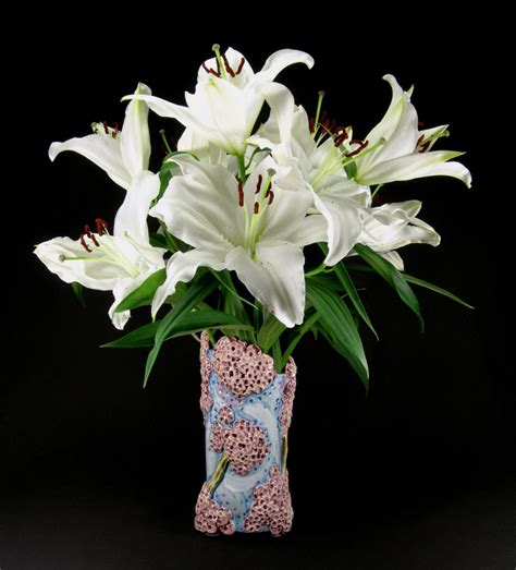 Items Similar To Long Stem Ceramic Flower Vase With A Cherry Blossom