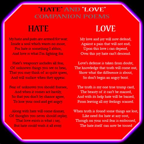 Love Hate Companion Poems By Anachronous Roamer On Deviantart