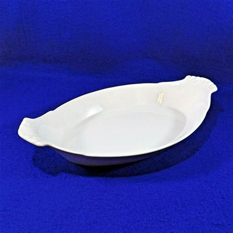 Large Au Gratin Baking Dish Oval White Porcelain