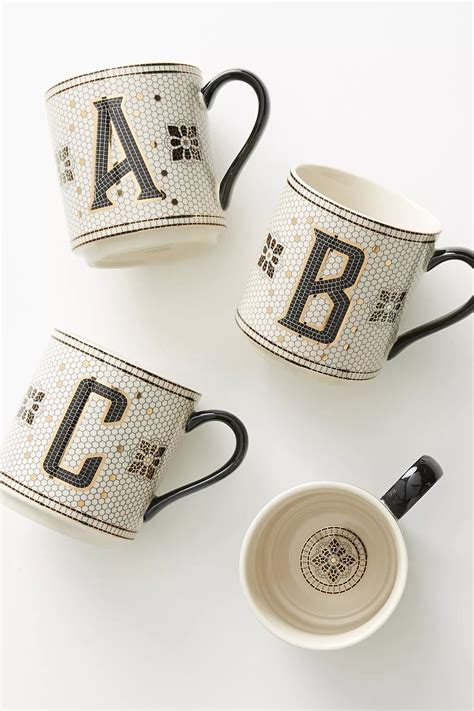 Bistro Tile Margot Monogram Mug Anthropologie Mugs Anthropologie