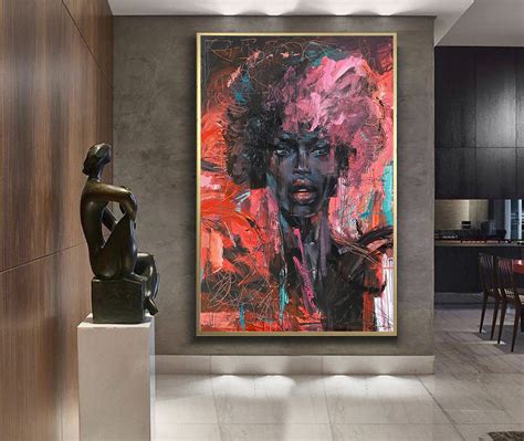 Large Original Abstract Red Fine Art African Woman Painting On Etsy