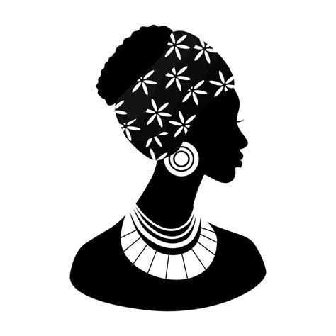 Portrait Of A Beautiful African American Woman In Profile Black And White Tones Vector