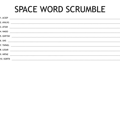 Space Word Scrumble Word Scramble Wordmint