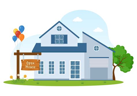 Open House For Inspection Property Welcome To Your New Home Real Estate Service In Flat Cartoon