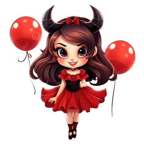 Girl In Devil Costume At Halloween Party Cartoon Illustration Devil