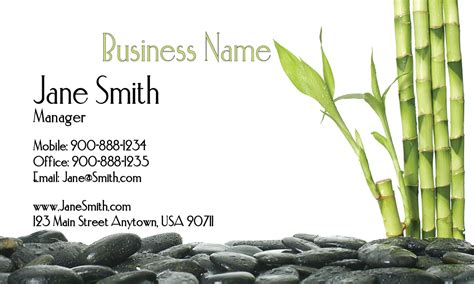 Sleep easier, safe in the knowledge that with every card bought we plant a tree around the world. Bamboo Spa Salon Business Card - Design #601061