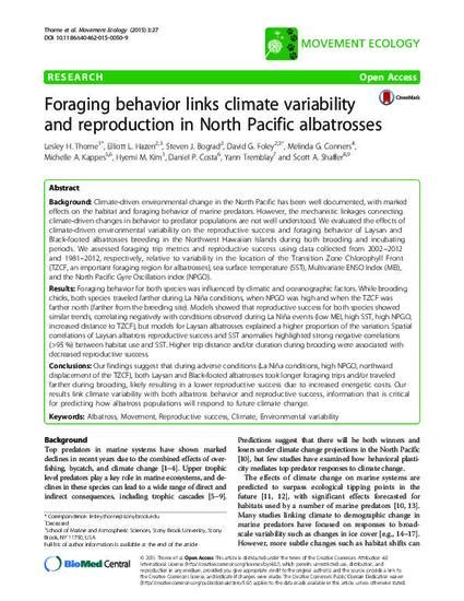 Foraging Behavior Links Climate Variability And Reproduction In North