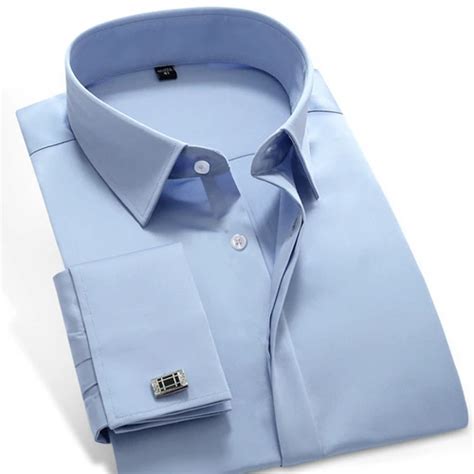 Mens French Cuff Covered Placket Slim Fit Dress Shirt With Cufflinks