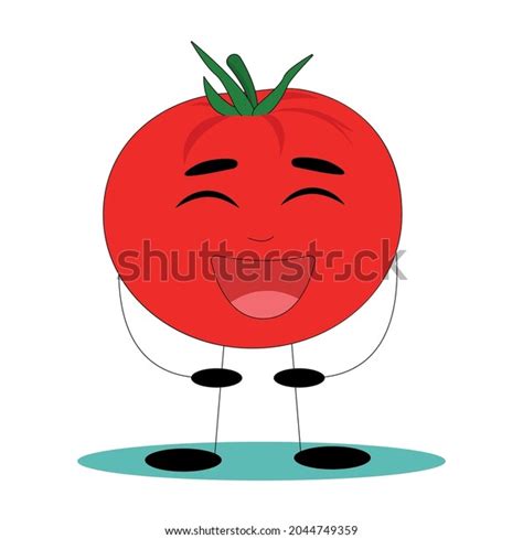 Funny Tomato Tomato Funny Face Flat Stock Vector Royalty Free