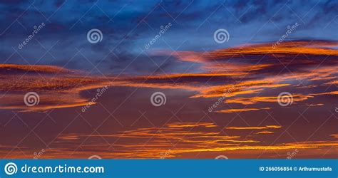Sunset Sky With Multicolor Clouds Gorgeous Panorama Twilight Sky And