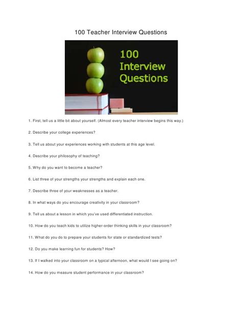 100 Teacher Interview Questions Teacher Interviews Teacher Interview
