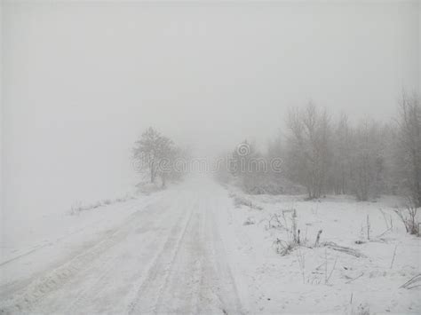Foggy Road Stock Photo Image Of Snow Road Winter Foggy 85922202