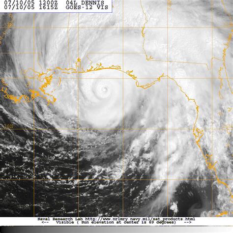 Satellite Image Of Hurricane Dennis Taken From The Goes 12 Satellite